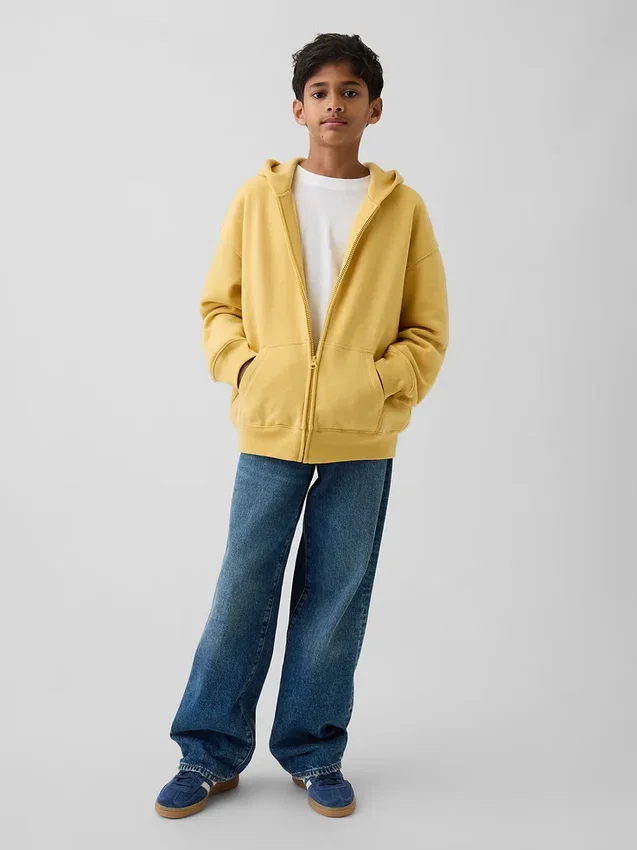 Vintagesoft-hoodie met rits voor kinderen