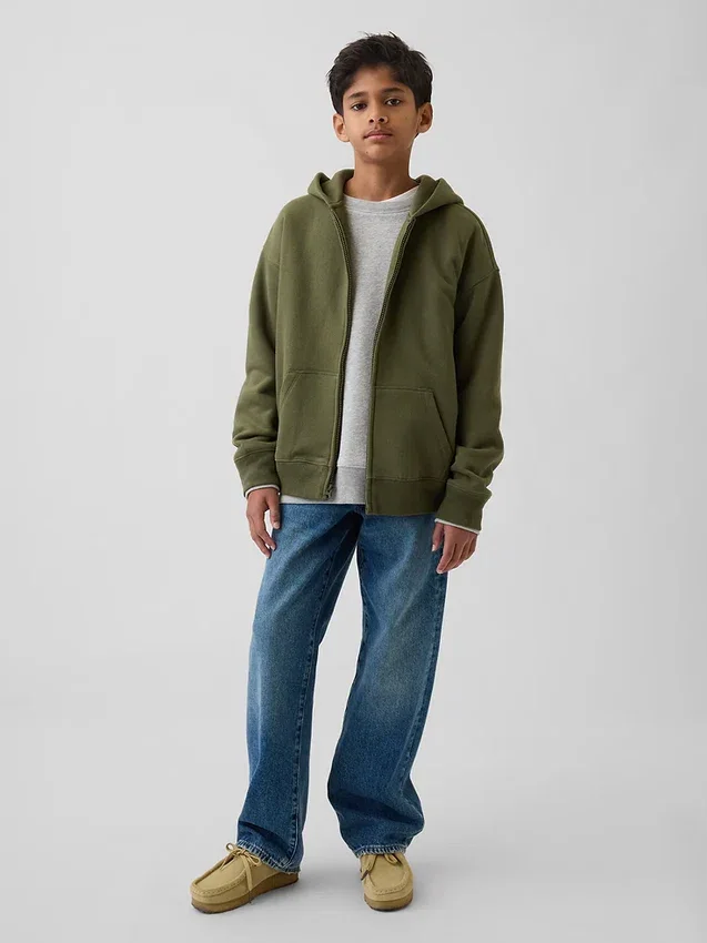 Vintagesoft-hoodie met rits voor kinderen