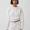 Vintagesoft oversized crop-sweatshirt met oogjes