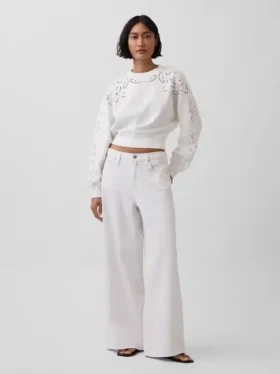 Vintagesoft oversized crop-sweatshirt met oogjes