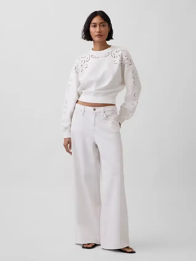 Vintagesoft oversized crop-sweatshirt met oogjes