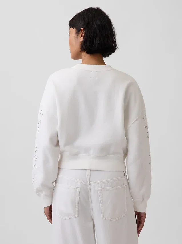 Vintagesoft oversized crop-sweatshirt met oogjes