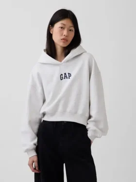 Vintagesoft oversized cropped hoodie met logo
