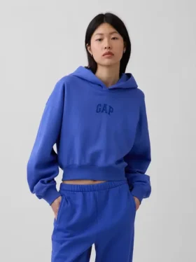 Vintagesoft oversized cropped hoodie met logo