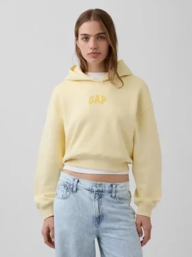 Vintagesoft oversized cropped hoodie met logo