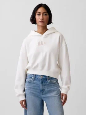 Vintagesoft oversized cropped hoodie met logo