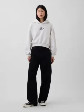 Vintagesoft oversized cropped hoodie met logo