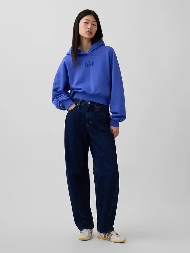 Vintagesoft oversized cropped hoodie met logo
