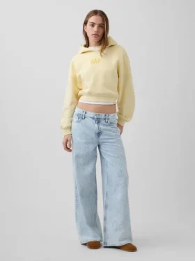 Vintagesoft oversized cropped hoodie met logo