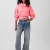Vintagesoft oversized cropped hoodie met logo
