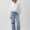 Vintagesoft oversized cropped hoodie met logo
