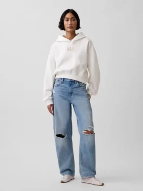 Vintagesoft oversized cropped hoodie met logo