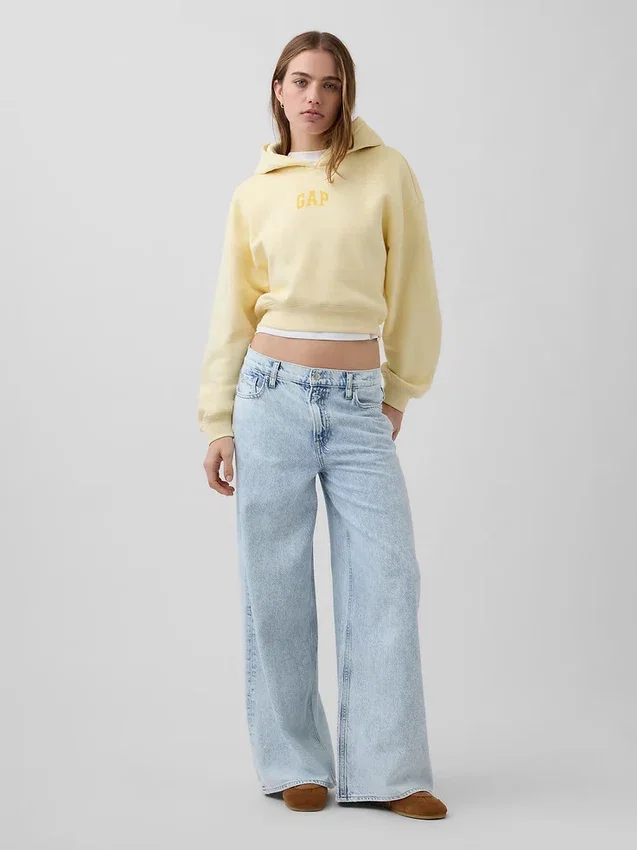 Vintagesoft oversized cropped hoodie met logo