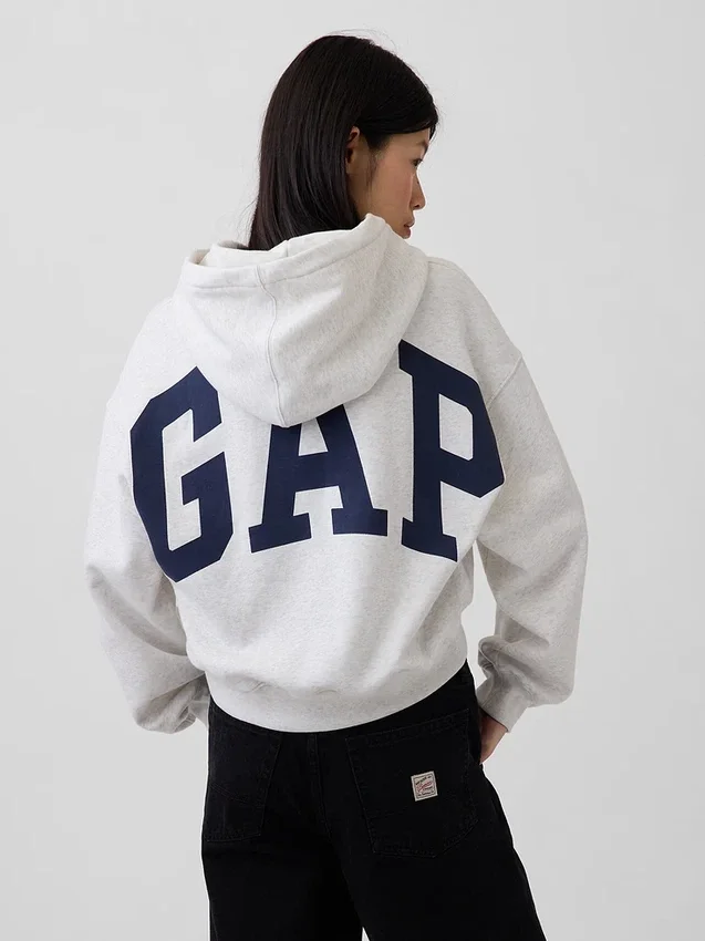 Vintagesoft oversized cropped hoodie met logo