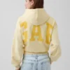 Vintagesoft oversized cropped hoodie met logo