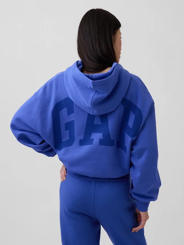 Vintagesoft oversized cropped hoodie met logo