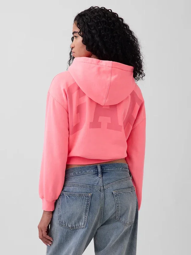 Vintagesoft oversized cropped hoodie met logo