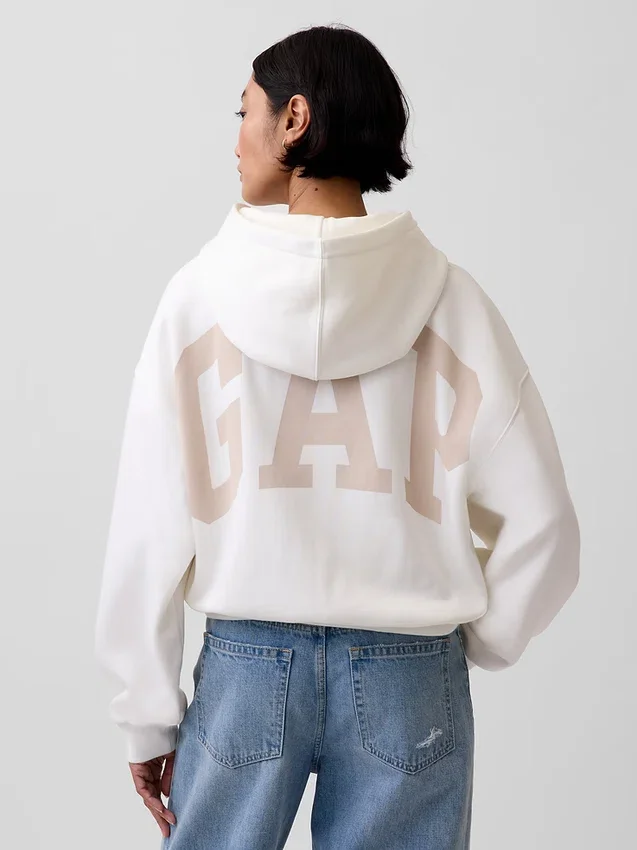 Vintagesoft oversized cropped hoodie met logo