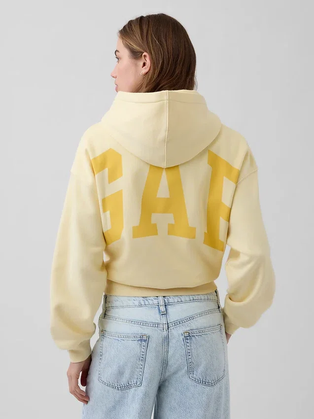 Vintagesoft oversized cropped hoodie met logo