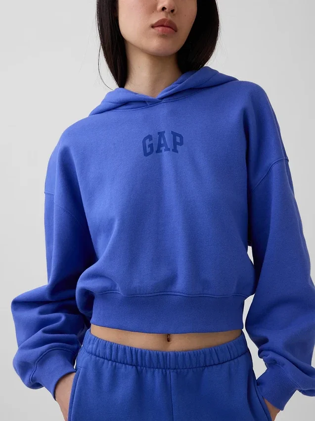 Vintagesoft oversized cropped hoodie met logo