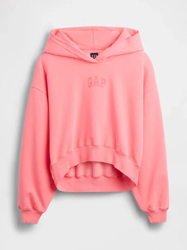 Vintagesoft oversized cropped hoodie met logo