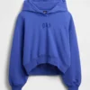 Vintagesoft oversized cropped hoodie met logo