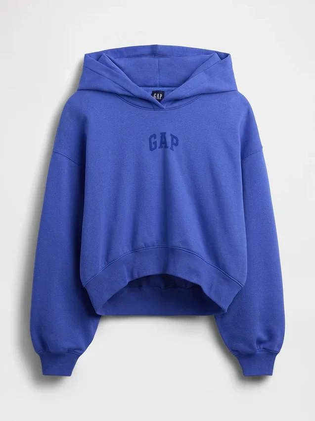 Vintagesoft oversized cropped hoodie met logo