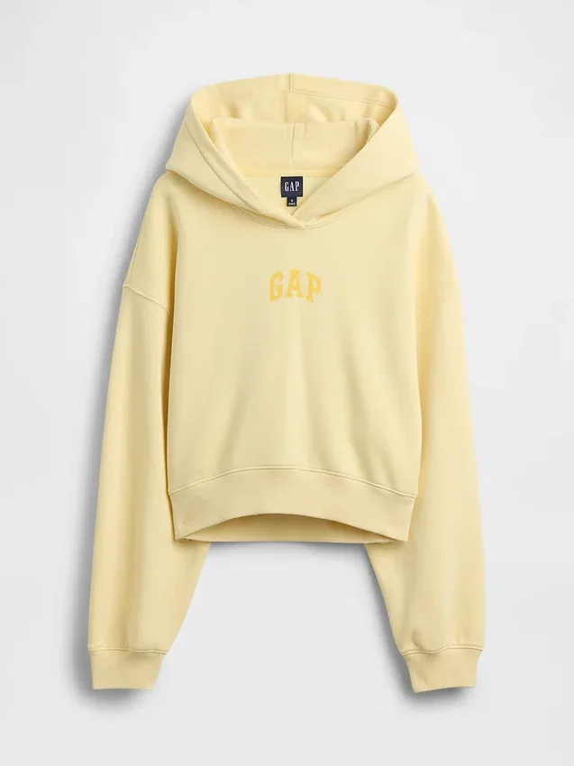 Vintagesoft oversized cropped hoodie met logo