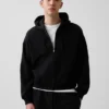 Vintagesoft oversized cropped hoodie met rits