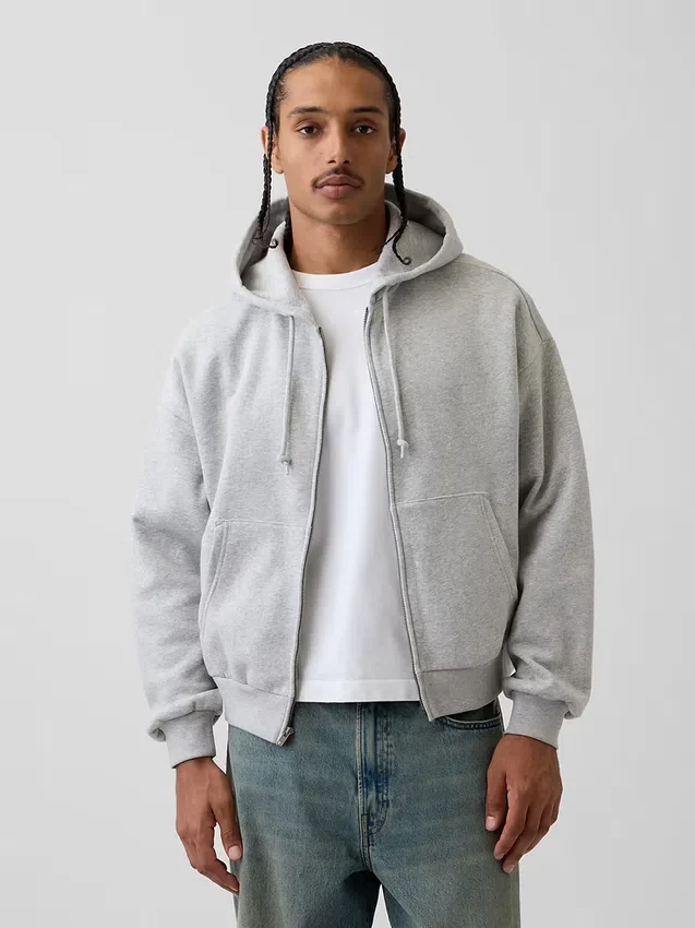 Vintagesoft oversized cropped hoodie met rits