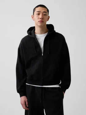 Vintagesoft oversized cropped hoodie met rits