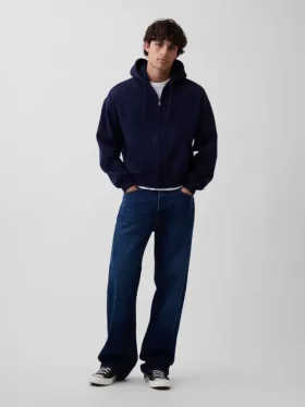 Vintagesoft oversized cropped hoodie met rits