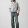 Vintagesoft oversized cropped hoodie met rits