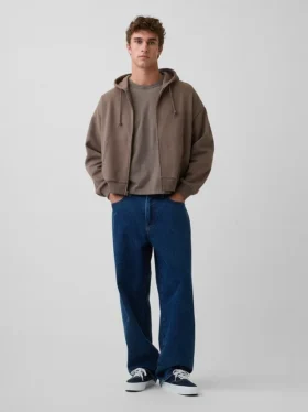 Vintagesoft oversized cropped hoodie met rits