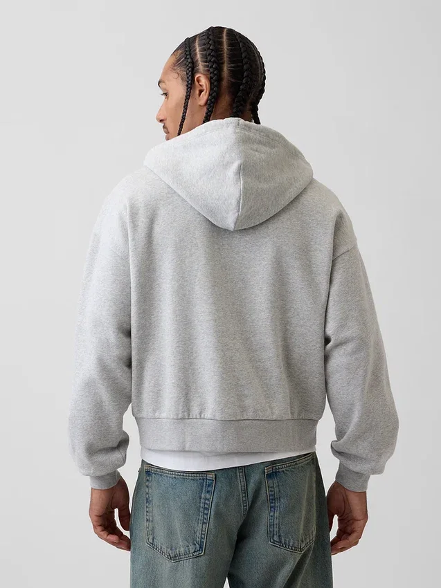 Vintagesoft oversized cropped hoodie met rits