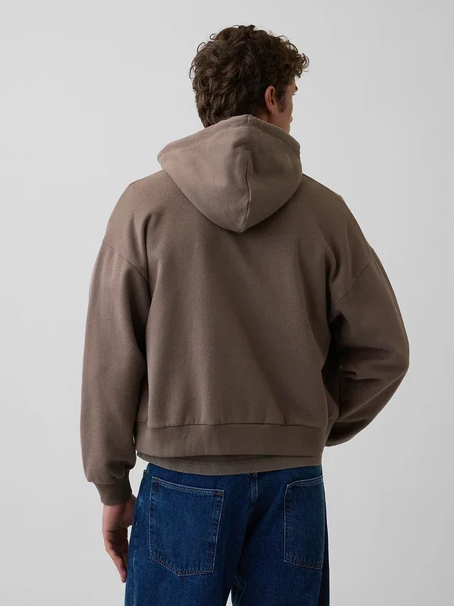 Vintagesoft oversized cropped hoodie met rits