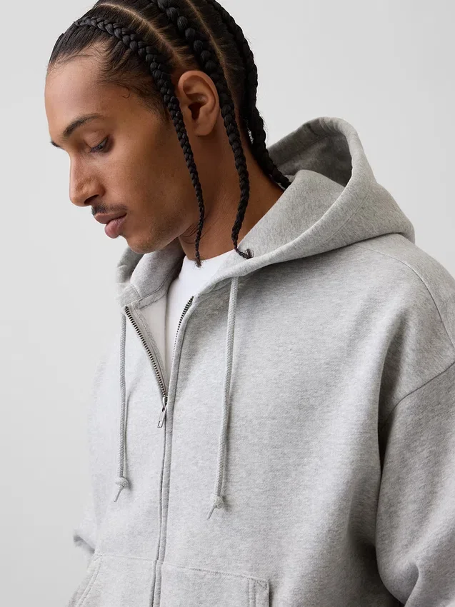 Vintagesoft oversized cropped hoodie met rits