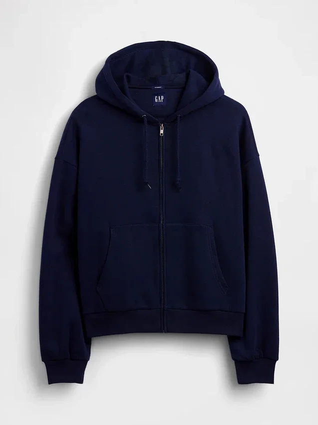 Vintagesoft oversized cropped hoodie met rits