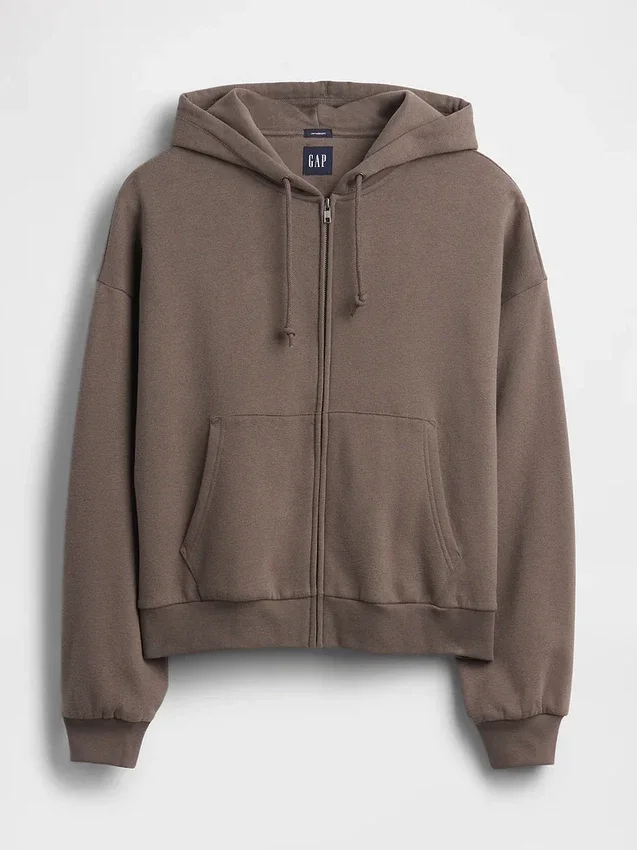 Vintagesoft oversized cropped hoodie met rits