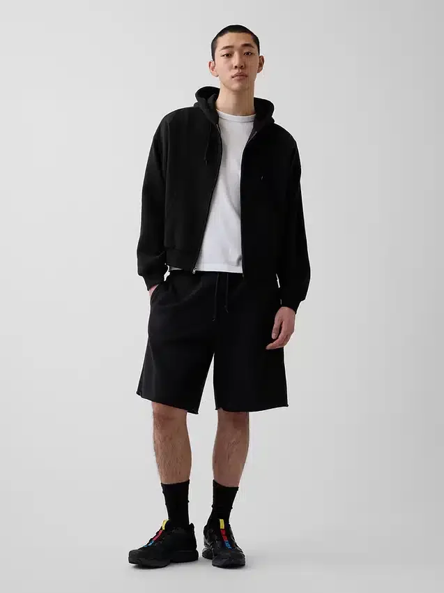 Vintagesoft oversized cropped hoodie met rits
