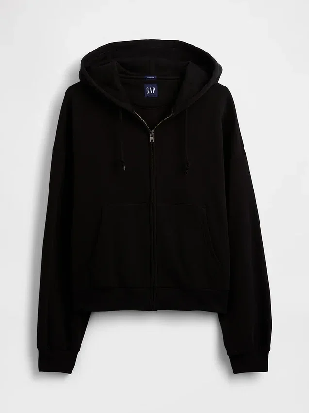 Vintagesoft oversized cropped hoodie met rits