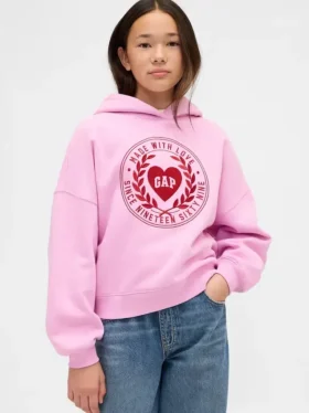 Vintagesoft oversized hoodie met hartlogo voor kinderen