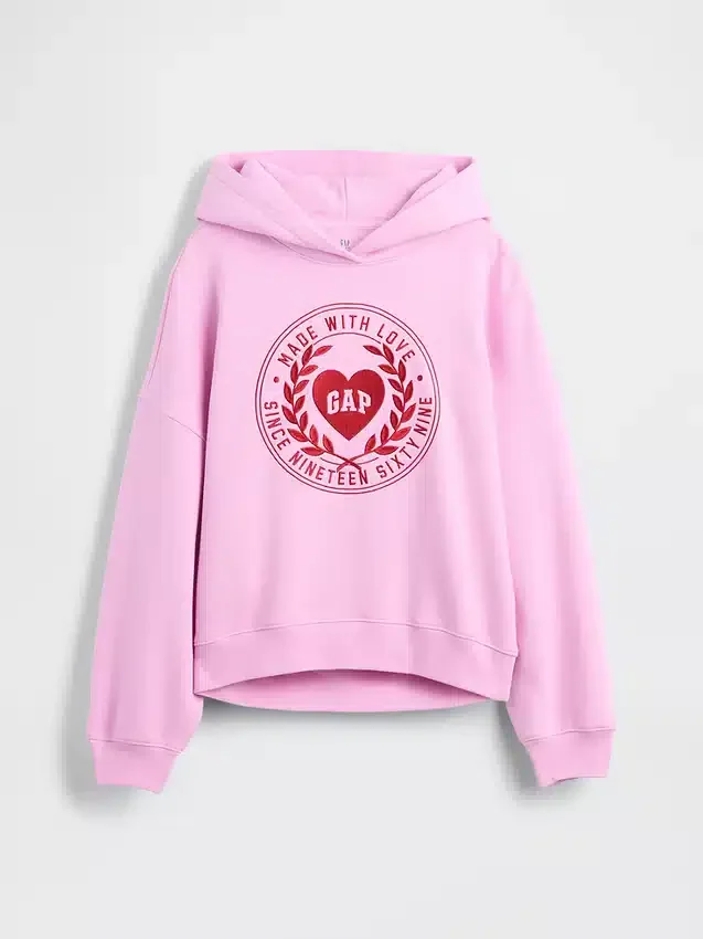 Vintagesoft oversized hoodie met hartlogo voor kinderen