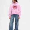 Vintagesoft oversized hoodie met hartlogo voor kinderen