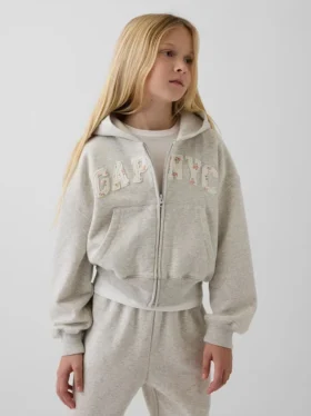 Vintagesoft oversized hoodie met rits en logo voor kinderen