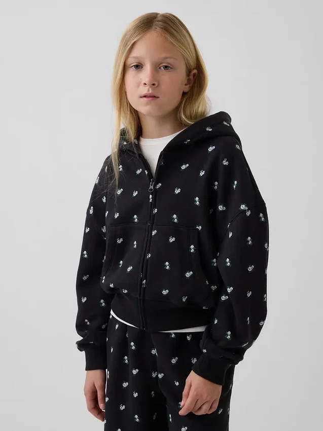 Vintagesoft oversized hoodie met rits en logo voor kinderen