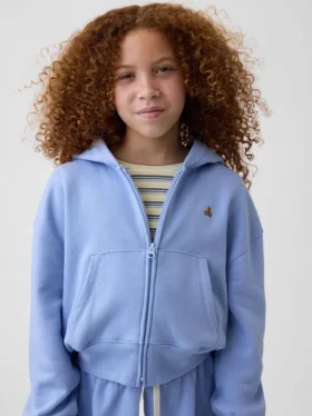 Vintagesoft oversized hoodie met rits en logo voor kinderen