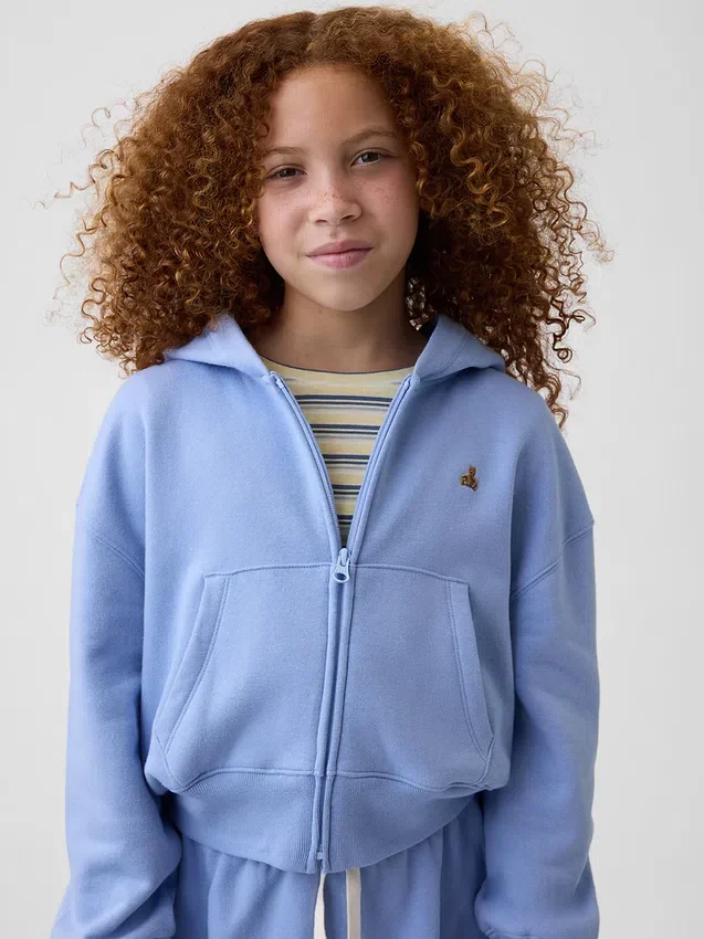 Vintagesoft oversized hoodie met rits en logo voor kinderen