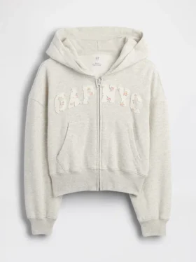 Vintagesoft oversized hoodie met rits en logo voor kinderen