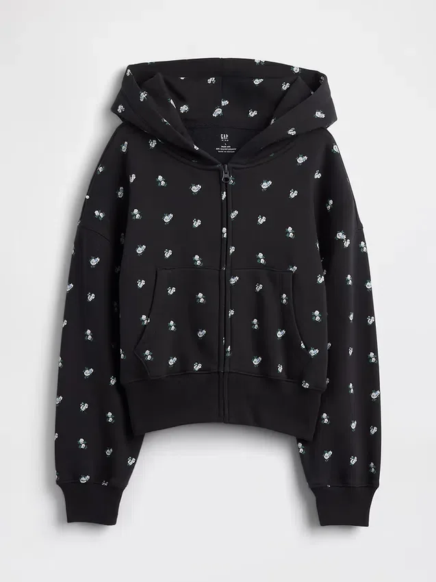 Vintagesoft oversized hoodie met rits en logo voor kinderen
